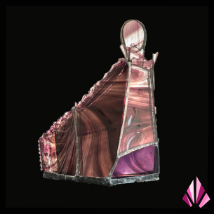 Sculpture Reine Violine en verre et améthyste, pièce unique 23 cm vue de face 2