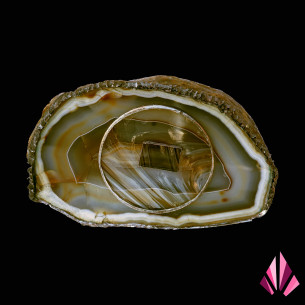 Œuvre Agathe en agate, verre et métal, pièce unique vue de face