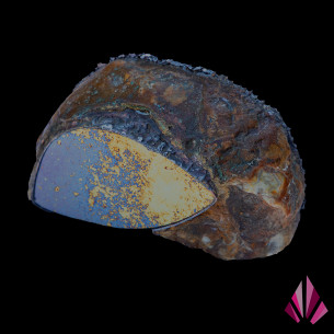 Œuvre Agathe en agate, verre et métal, pièce unique vue de face 2