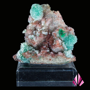 Kolwezite verte sur quartz en druse – Kolwezi, Lualaba (RDC), 2024