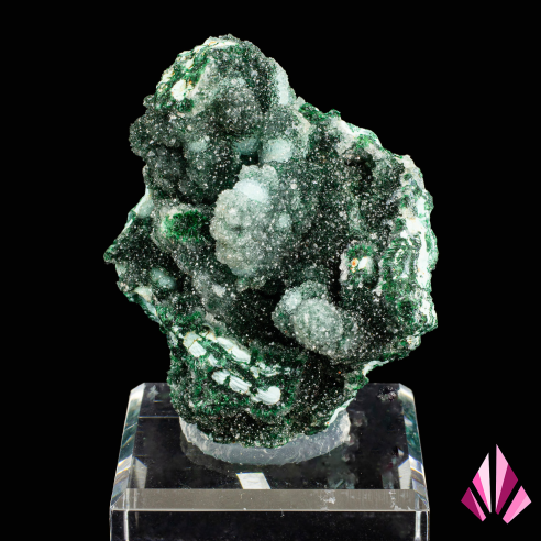 Chrysocolle - RD Congo d'un joli bleu-vert et présentée sur un socle biseauté en acrylique | Réf.596