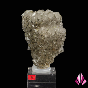 Quartz saupoudré de pyrite sur socle - El Hammam - Maroc (#606)