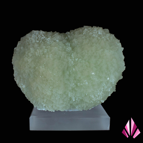Calcite verte de Poona en Inde, agrégat cristallisé naturel en forme de cœur