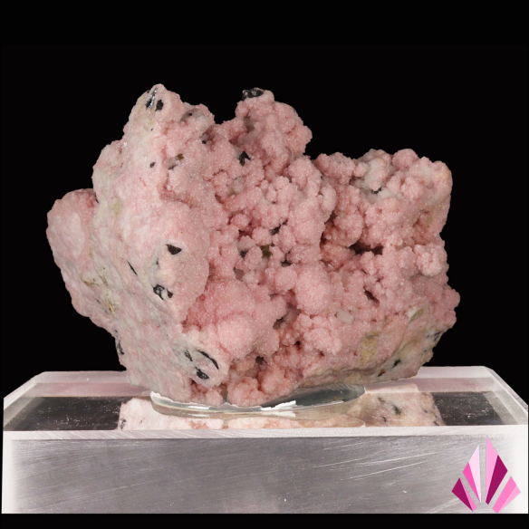 Rhodochrosite de Madan, Bulgarie, vue opposée de la cristallisation rose pâle
