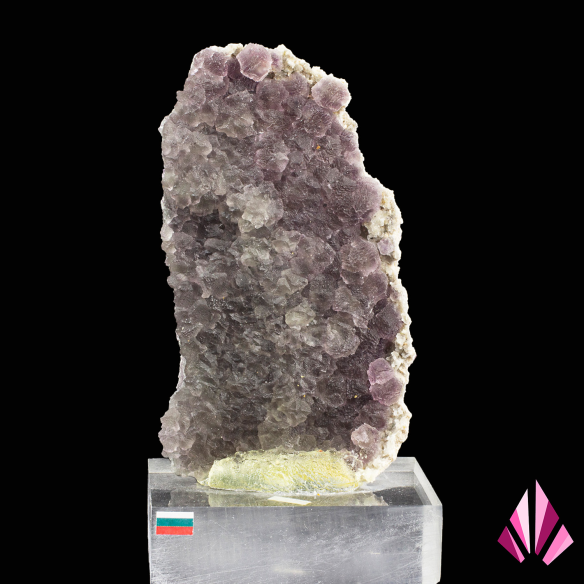 Pale purple fluorite from the Kardzhali region, Bulgaria, crystallized specimen on base