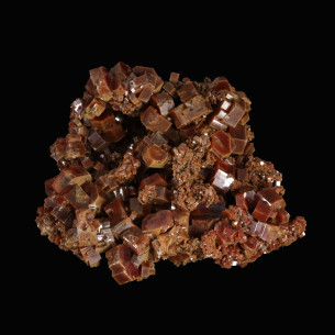 Vanadinite de Mibladen à cristaux hexagonaux densément groupés, Maroc