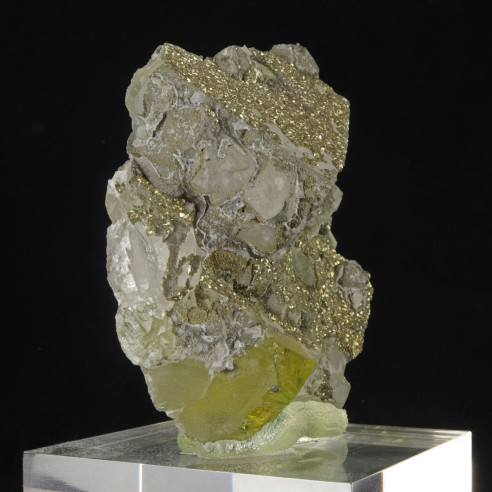 Fluorite covered with pyrite