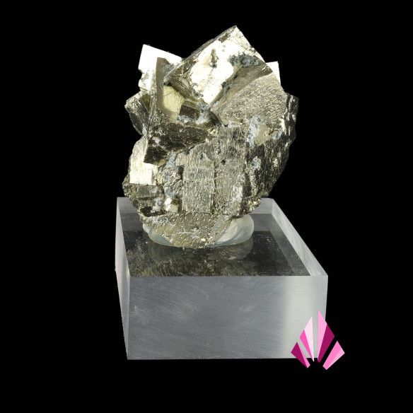 Pyrite de Navajún sur socle, vue arrière de la cristallisation.