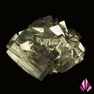 Pyrite de Zlatograd aux cristaux cubiques striés, vue principale