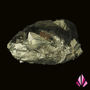 Pyrite from Zlatograd with striated cubic crystals, front view 2