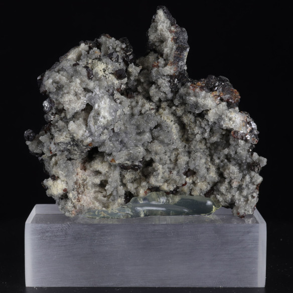 Sphalerite and bournonite from Les Malines, France, rear view with light and dark crystallization