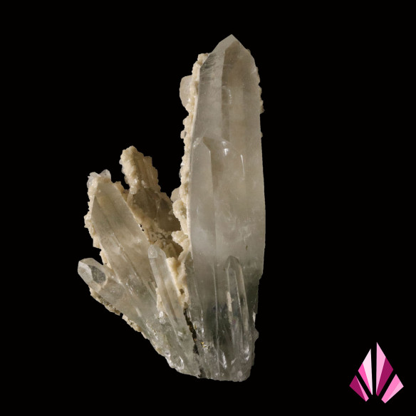 Association de quartz et calcite de Madan, Bulgarie, vue latérale