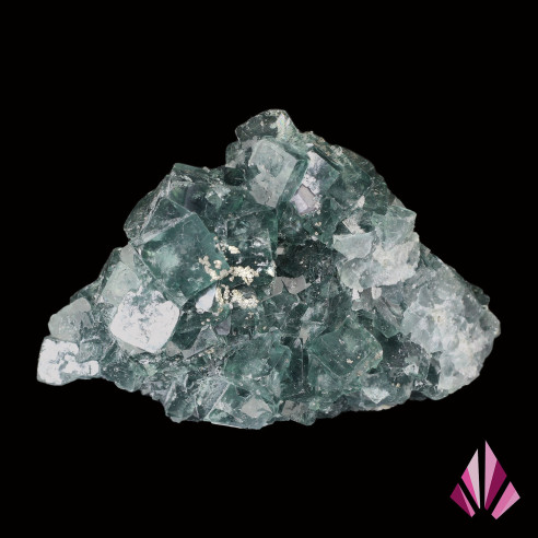 Vue arrière d’une fluorine de Jalingo au Nigéria montrant les cristaux cubiques verts