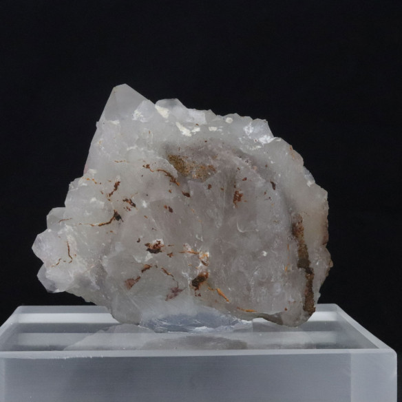Quartz cristallisé du Var sur socle transparent, vue arrière