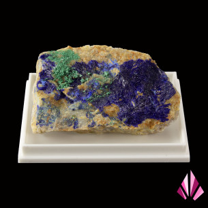 Association d’azurite bleu violet et de malachite verte de Bou Azzer au Maroc