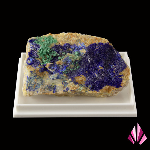 Association d’azurite bleu violet et de malachite verte de Bou Azzer au Maroc
