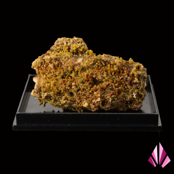 Yellow-brown prismatic pyromorphite crystals on matrix from Les Farges Mine, France