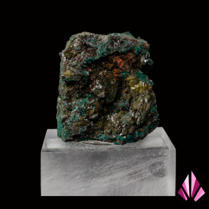 Dioptase  de Mindouli (RDCongo) présentée sur socle (#226)