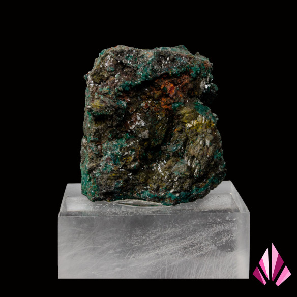 Dioptase  de Mindouli (RDCongo) présentée sur socle (#226)