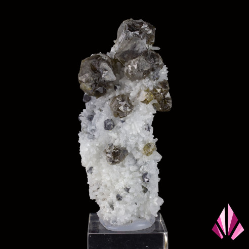 Blende verte (cléophane) sur matrice blanche cristallisée, Madan