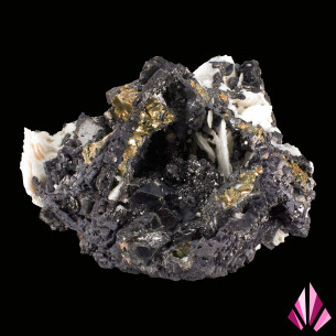 géode en association de galène, blende, chalcopyrite et calcite