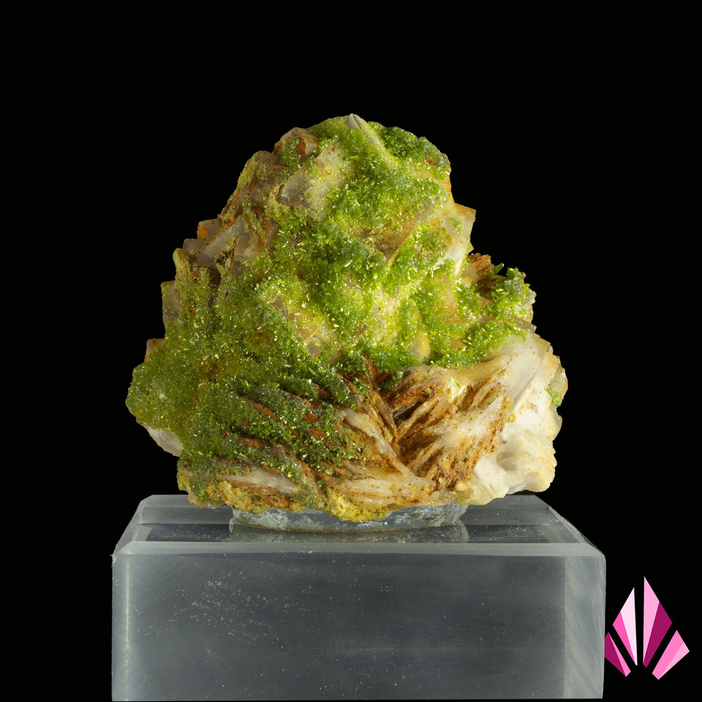 Pyromorphite sur baryte Chaillac Ref455 – minéral vendu