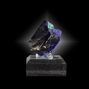 Small dark blue azurite on base, Kerrouchen, Morocco, collected in 2019