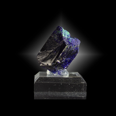 Petite azurite bleu sombre sur socle, Kerrouchen, Maroc, récolte 2019