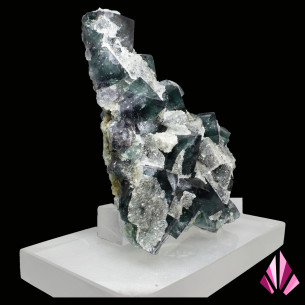 Association de fluorine cubique bleu-vert et quartz du Nigeria – vue de face 2