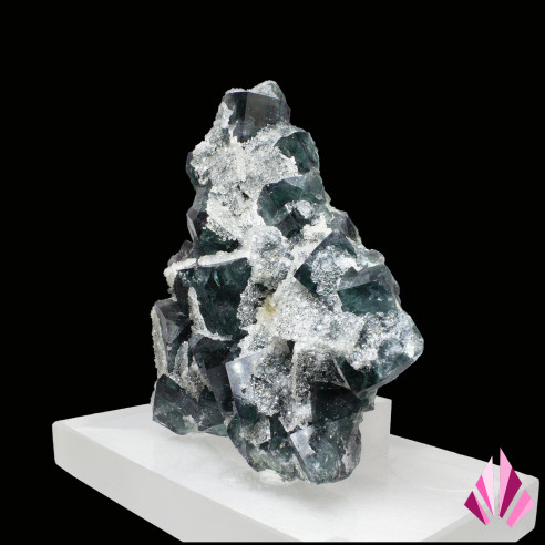 Fluorine cubique et quartz du Nigeria récoltés en 2023 – vue autre profil.